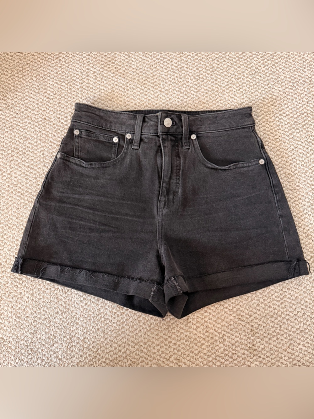 Madewell Curvy Black High-Rise Denim Shorts